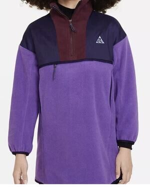 NWT Nike ACG Unisex Kids Wolf Tree 1/4 Zip Purple Polartec Fleece FD5955-681 L